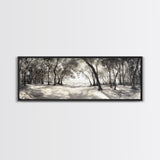 Dreamy Beach Forest, Sepia Trees, Canvas Print, Nature Wall Decor, Fall Bedroom Art, Rustic Woodland Landscape, Tree Shadow Light