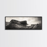 Rocky Coastal Path, Ocean Horizon View, Canvas Print, Neutral Earth Tones, Rustic Wall Art, Beach Landscape Photography, Grunge Nautical Art
