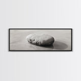 Smooth Beach Rock, Minimal Seascape, Zen Coastal Decor, Tranquil Framed Canvas Print, Modern Spa or Bedroom Wall Art