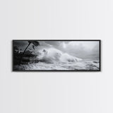 Stormy Waves, Ocean Fury, Tropical Housefront, Canvas Print, dramatic coastal decor, fall storm wall art, modern living room statement