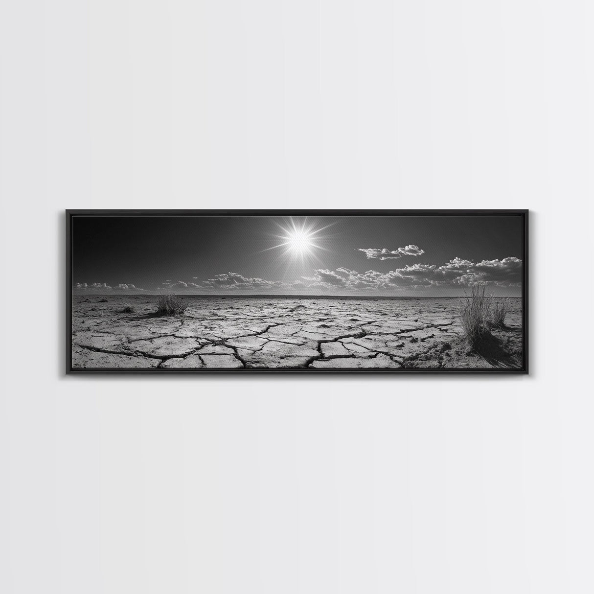 Cracked Earth, Desert Heat, Sunburst Drought, Canvas Print, rustic fall decor, southwest desert art, boho entryway wall statement