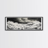Storm Waves, Moody Sea, Ocean Power, Canvas Print, dramatic bathroom wall art, black and white seascape, coastal energy room decor