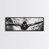 Underwater Swim, Black White Diver, Ocean Exploration, Canvas Print, modern bathroom wall art, sporty fitness vibe, minimalist ocean style