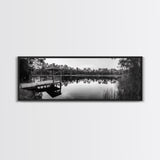 Still Lake Dock, Nature Reflections, Tranquil Scene, Canvas Print, Rustic Landscape Photography, Farmhouse Wall Art, Entryway Decor