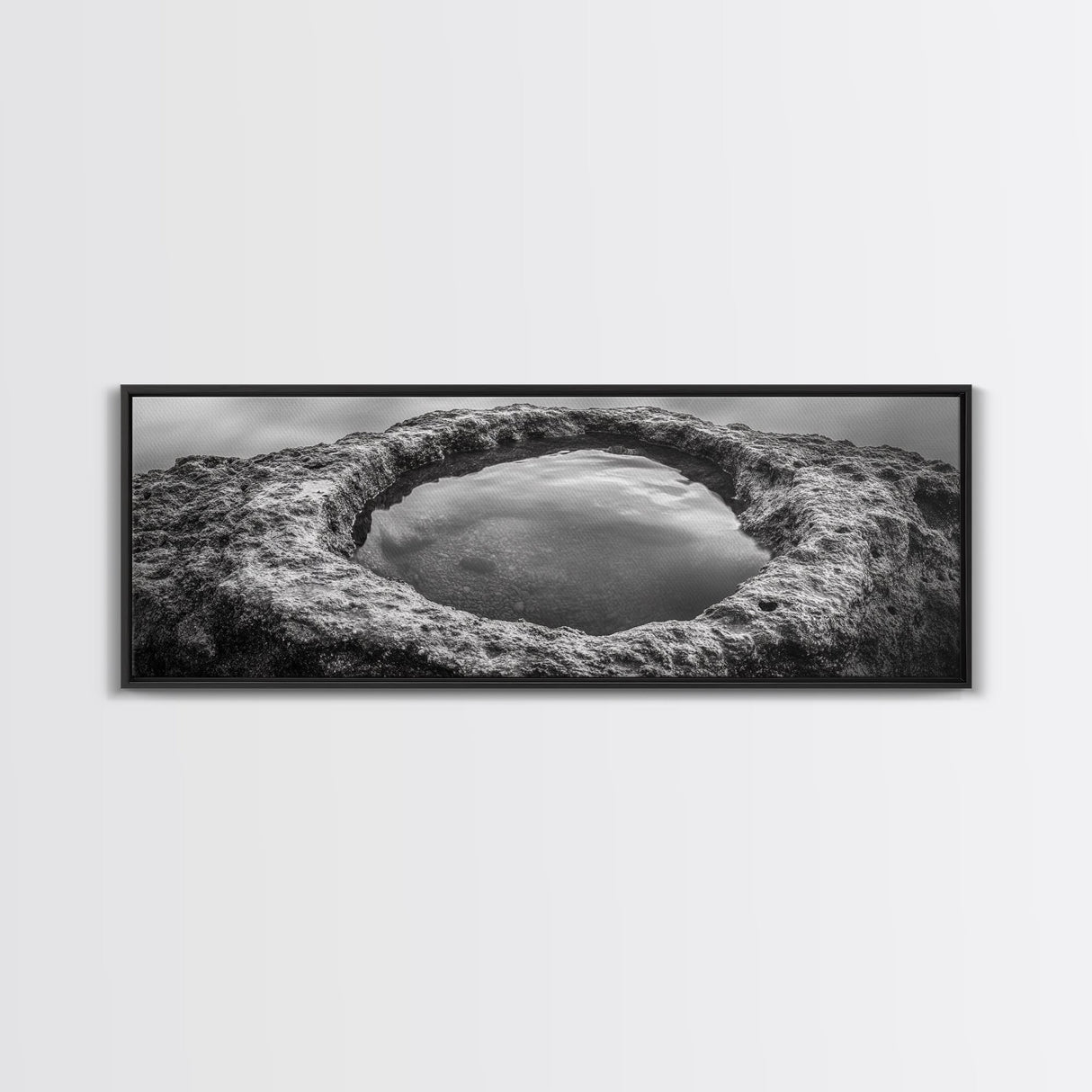 Tidal Pool Rock, Ocean Reflection, Earth Texture, Canvas Print, Zen Bathroom Wall Art, Natural Element Decor, Minimalist Photography