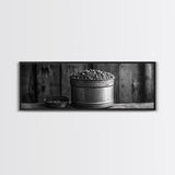Rustic Bean Bucket, Farmhouse Kitchen, Country Decor, Autumn Wall Art, Framed Canvas Print, Rustic Style, Cozy Kitchen Wall Art