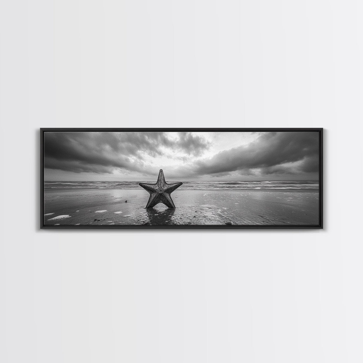 Metal Star Shore, Moody Beach Art, Rustic Coastal Decor, Autumn Vibes, Canvas Print, Farmhouse Living Room Wall Art