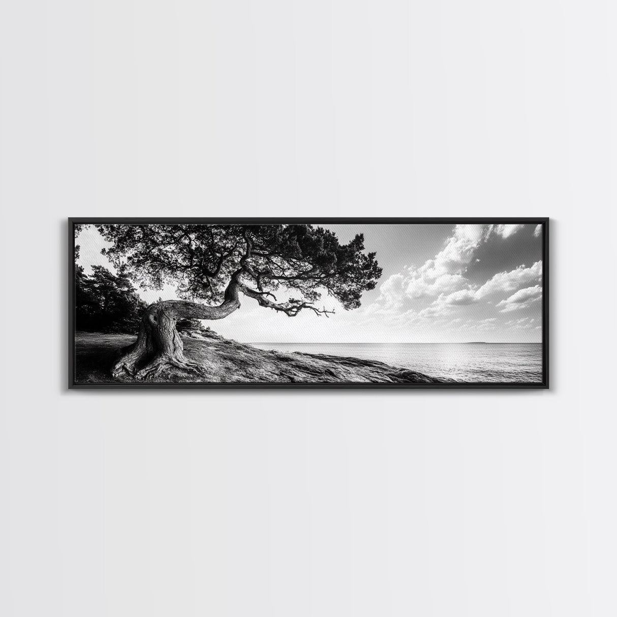 Coastal Tree, Wind Bent, Seaside Beauty, Nautical Serenity, Canvas Print, Nature Wall Art, Minimalist Decor, Coastal Living Room Art