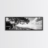 Coastal Tree, Wind Bent, Seaside Beauty, Nautical Serenity, Canvas Print, Nature Wall Art, Minimalist Decor, Coastal Living Room Art