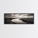 Serene River, Marsh Landscape, Calm Waters, Tranquil Nature, Framed Canvas Print, Minimalist Decor, Entryway Art, Fall Home Vibes