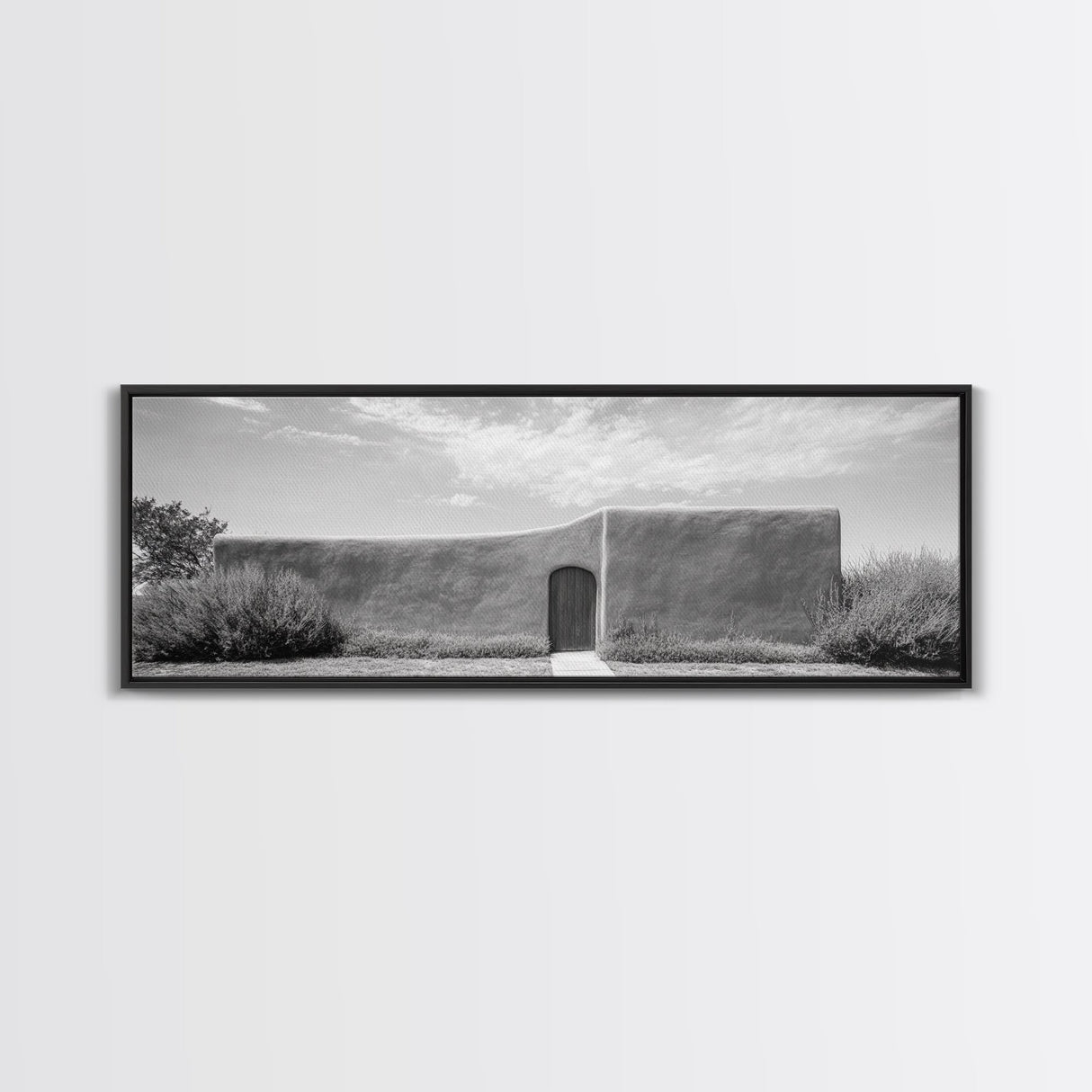 Desert Adobe, Minimal Wall, Architecture Photography, Black and White Art, Framed Canvas Print, Southwestern Decor, Entryway Wall Art