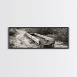 Rustic Water Trough, Nature Trail, Western Desert Scene, Framed Canvas Print, Country Farmhouse Decor, Minimalist Entryway Wall Art