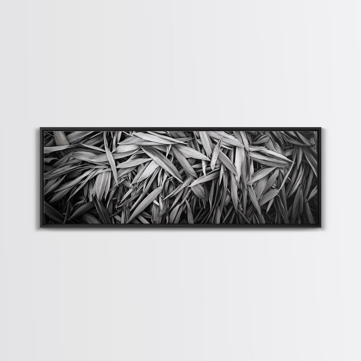 Textured Leaves, Monochrome Nature, Abstract Pattern, Botanical Wall Art, Framed Canvas Print, Modern Bedroom Art, Minimalist Decor