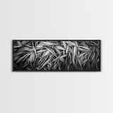 Textured Leaves, Monochrome Nature, Abstract Pattern, Botanical Wall Art, Framed Canvas Print, Modern Bedroom Art, Minimalist Decor