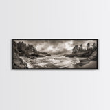 Wild Coastline, Rugged Waves, Stormy Shore, Nature Photography, Framed Canvas Print, Fall Living Room Wall Art, Rustic Coastal Decor