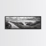 Cliff Path, Sea Escape, Moody Sky, Adventure Trail, Canvas Print, Modern Entryway Wall Art, Travel Photography, Nature Scene