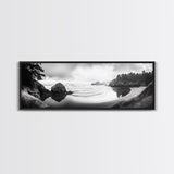 Forest Beach, Pacific Coast, Morning Mist, Tranquil Cove, Framed Canvas Print, Rustic Cabin Wall Art, Nature Landscape Photography