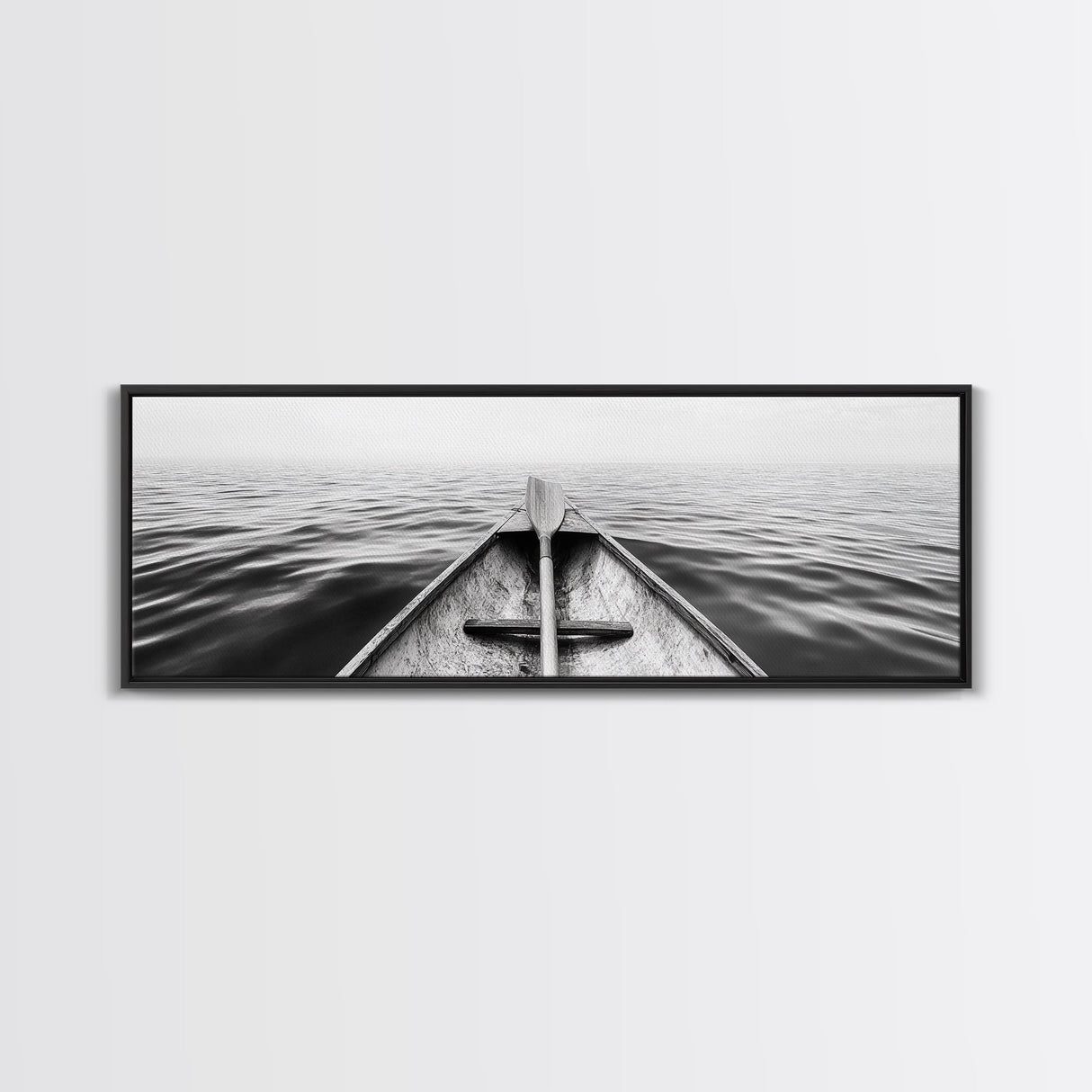 Canoe View, Open Water, Ocean Drift, Paddleboat Scene, Canvas Print, adventure wall art, rustic lake house decor, minimalist travel photo
