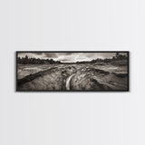 Rugged Riverbed Path, Forest Edge, Moody Terrain, Earthy Scene, Framed Canvas Print, Rustic Cabin Art, Autumn Entryway Decor