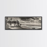 Cliffside Forest, Pacific Coastline, Dramatic Ocean View, Framed Canvas Print, Natural Landscape, Cabin Wall Art, Rustic Coastal Decor