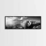 Sea Coral, Calm Ocean, Reef Textures, Framed Canvas Print, Coastal Bathroom Art, Monochrome Ocean Decor, Nature Photography Accent