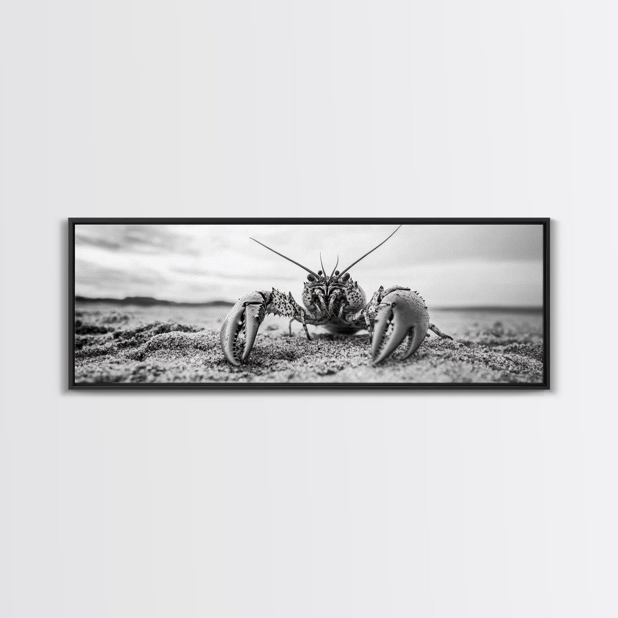 Lobster Closeup, Coastal Wildlife, Sandy Beach, Canvas Print, Bold Marine Life Art, Bathroom Wall Decor, Nautical Themed Accent