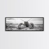 Lobster Closeup, Coastal Wildlife, Sandy Beach, Canvas Print, Bold Marine Life Art, Bathroom Wall Decor, Nautical Themed Accent