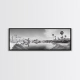 Oasis Reflections, Palm Trees, Desert Scene, Infrared Art Print, Framed Canvas Print, Tropical Wall Art, Boho Bedroom Decor, Tranquil Style