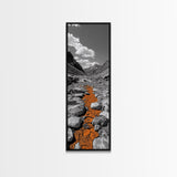 Cracked Earth, Orange Path, Mountain Trail, Climate Scene – Canvas Print, Nature Wall Art, Earth Tones Decor, Fall Landscape Photography