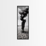 Smoke Storm, Desert Vortex, Abstract Motion, Surreal Art, Framed Canvas Print, Black and White Wall Art, Modern Office Decor, Dark Aesthetic