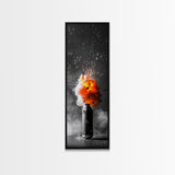 Fire Burst, Orange Explosion, Energy Impact, Fiery Blast, Framed Canvas Print, Abstract Modern Art, Gamer Room Decor, Bold Statement Piece