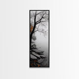 Foggy Lake, Autumn Forest, Peaceful Morning Landscape, Canvas Print, Minimalist Wall Art, Zen Bedroom Decor, Serene Fall Artwork