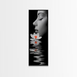 Lotus Beauty, Reflection Art, Feminine Calm, Elegant Profile, Framed Canvas Print, Spa Wall Art, Zen Decor, Minimalist Bathroom Art