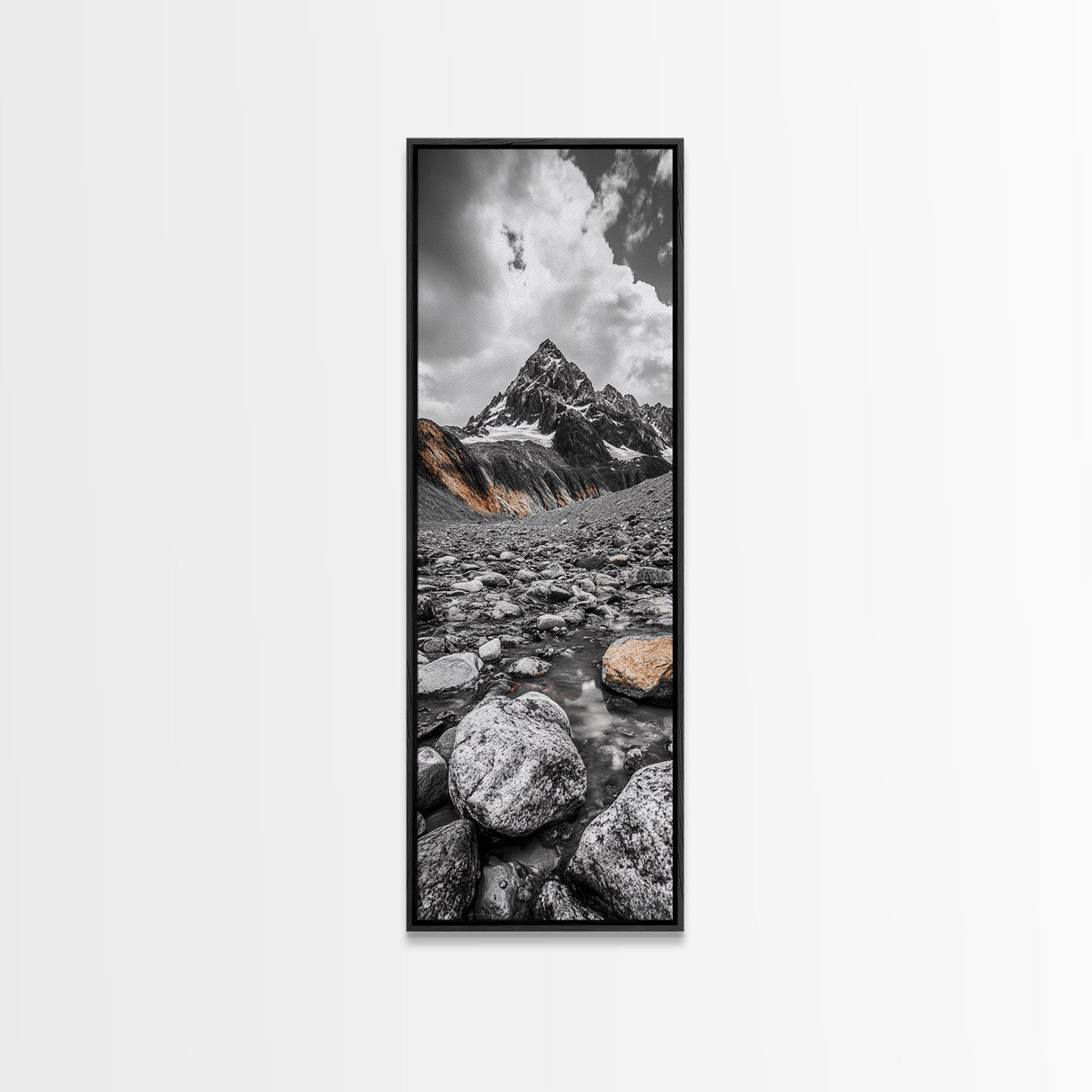 Rocky Peak, Wilderness Art, Orange Accent, Moody Landscape, Framed Canvas Print, Office Decor, Fall Mountainscape Photography