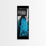 Abandoned Pool, Urban Texture, Gritty Vibes, Blue Contrast, Framed Canvas Print, Industrial Wall Art, Moody Bathroom or Loft Decor