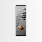 Orange Shore Stone, Minimalist Decor, Seaside Style, Beach Vibes, Framed Canvas Print Coastal Wall Art, Bathroom Decor, Modern Art