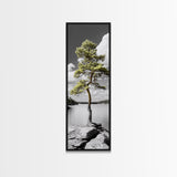 Twisted Pine Tree, Nature Serenity, Calm Wilderness, Coastal Forest, Framed Canvas Print Boho Bedroom Wall Art, Earth Tone Decor