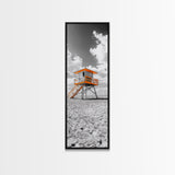 Lifeguard Tower Beach, Summer Vibes, Ocean Escape, Coastal Charm, Framed Canvas Print Bathroom Wall Art, Bold Minimalist Seaside Art