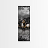 Majestic Elk, Forest Wildlife, Autumn Scene, Nature Herd, Framed Canvas Print, rustic lodge decor, cabin wall art, woodland style