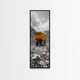 Mining Truck, Industrial Power, Bold Machinery, Construction Scene, Canvas Print, garage wall art, boys room decor, grunge wall art