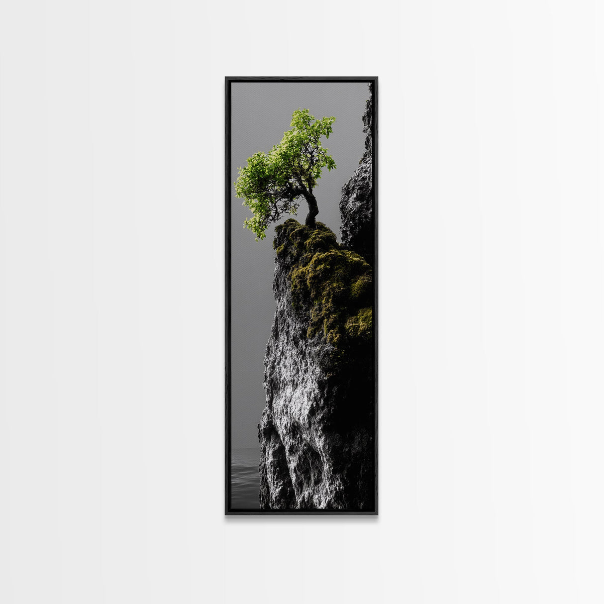 Tree of Life, Cliff Growth, Resilience Symbol, Nature Power, Framed Canvas Print, motivational office art, surreal landscape decor