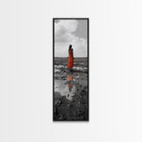 Solitary Woman, Polka Dot Dress, Reflected Mood, Framed Canvas Print, Surreal Fine Art, Bedroom Wall Art, Contemporary Minimalist Style