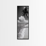 Tropical Palm, Beach Scene, Coastal Vibes, Framed Canvas Print, Relaxing Ocean Art, Bathroom Wall Decor, Minimalist Seaside Landscape