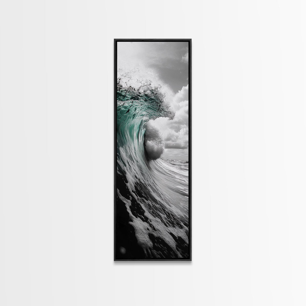 Teal Wave, Ocean Power, Surf Break, Coastal Energy, Canvas Print, Bathroom Wall Art, Modern Ocean Photography, Minimalist Sea Decor