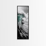 Teal Wave, Ocean Power, Surf Break, Coastal Energy, Canvas Print, Bathroom Wall Art, Modern Ocean Photography, Minimalist Sea Decor