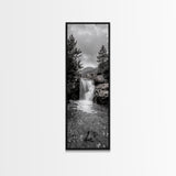 Waterfall Serenity, Mountain Stream Scene, Calming Nature Wall Art, Framed Canvas Print, Neutral Tones Decor, Bathroom or Spa Room Art
