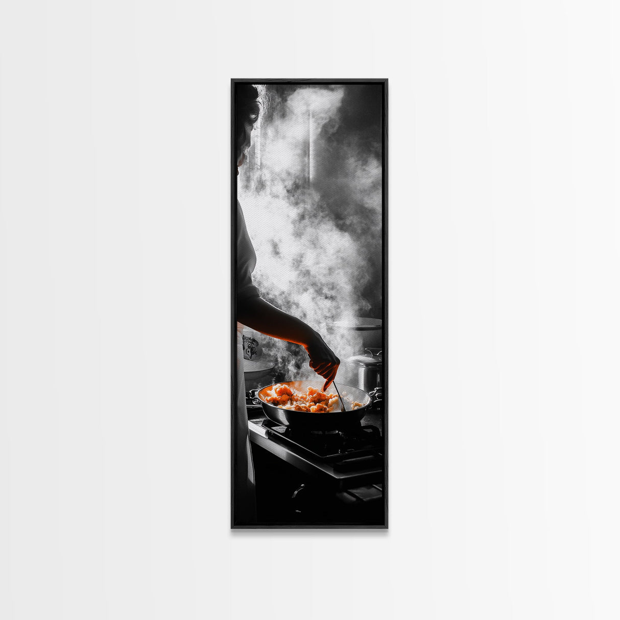 Cooking Scene, Kitchen Glow, Culinary Passion, Framed Canvas Print, Rustic Home Decor, Kitchen Wall Art, Warm Chef-Inspired Accent Piece
