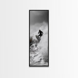 Surfer Wave, Extreme Sports, Ocean Power, Surf Culture, Dynamic Motion Shot, Framed Canvas Print, Coastal Teen Bedroom Wall Art