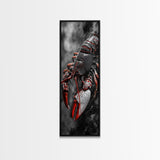 Red Lobster, Detailed Sea Art, Macro Crustacean, Dark Marine Art, Striking Coastal Piece, Framed Canvas Print, Moody Office Wall Decor