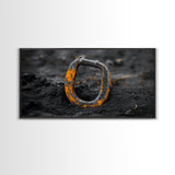 Industrial Ring, Weathered Metal, Grunge Aesthetic, Earth Tones – Canvas Print, Masculine Wall Art, Garage Decor, Minimalist Rustic Design
